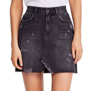 Free people black denim mini skirt